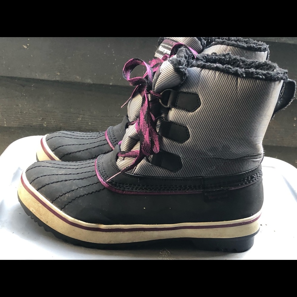 Skechers Skech-Tex 47917 Women's Black Silver Polar Bear Boots Size 9